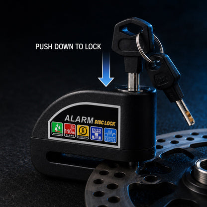 Push down to lock the Skudo disc lock onto a brake disc