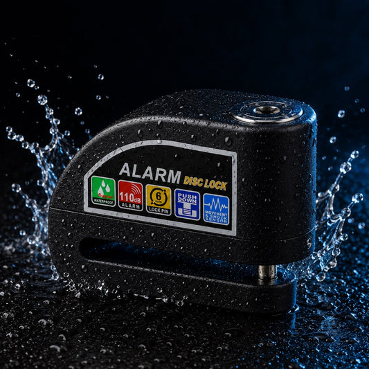 Weatherproof Skudo alarm disc lock in water splash